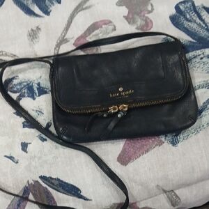 Kate Spade Black Leather Crossbody with Gold Accents